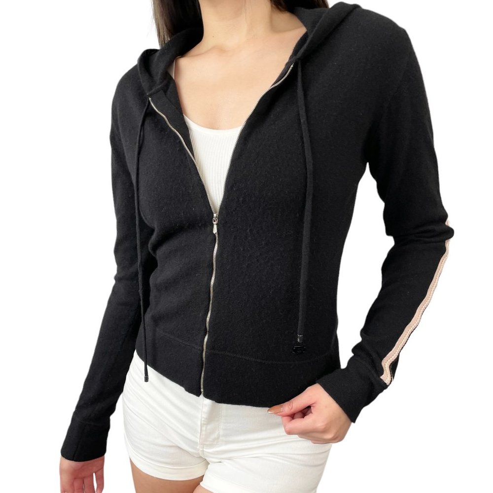 CHANEL Vintage 03A Coco Mark Logo Hoodie Zipped Jacket #40 Black RankAB [100053]